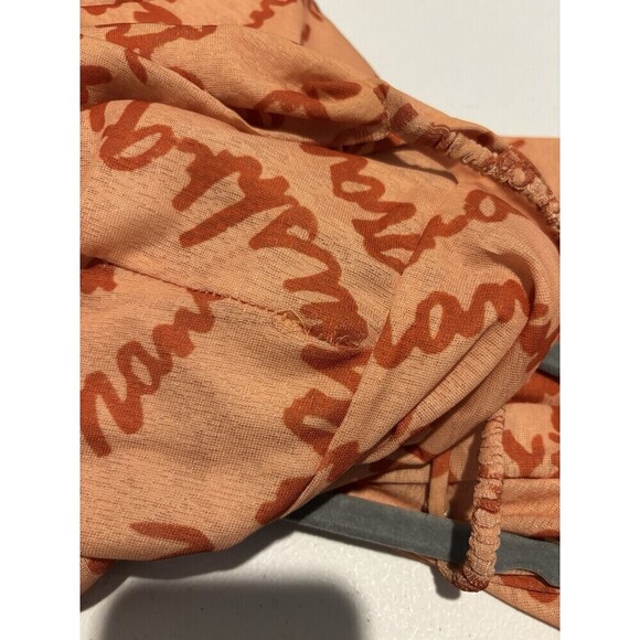 Nanushka Alexa Maxi Dress Orange Peach Logo Print Large Cinched Ruched Bodycon - Picture 15 of 16